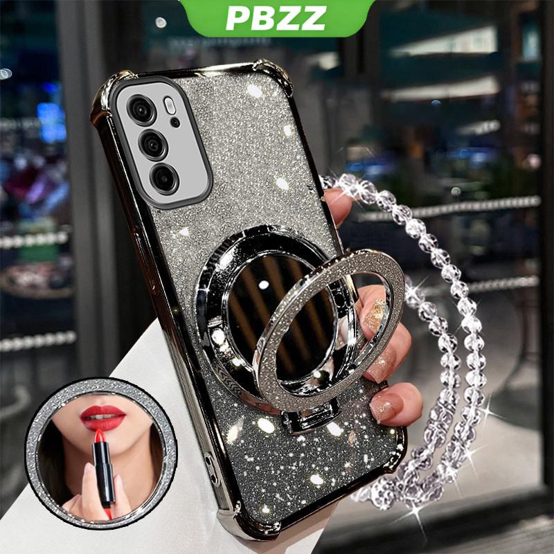 FOR ốp lưng [3 trong 1] Ốp điện thoại cho OPPO Reno 6 5g, oppo a16, reno 6z 5g, reno6 z 5g, vỏ điện thoại mềm silicone chống sốc, thiết kế mới thẩm mỹ, dây đeo gương trang điểm có giá đỡ SJSFHZJ01