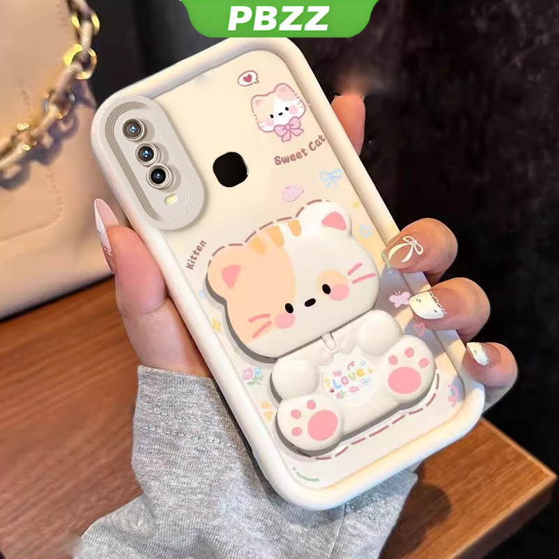 Ốp Lưng Cho VIVO Y12 VIVO Y15 VIVO Y17 VIVO Y19 VIVO Z1 PRO Vỏ Điện Thoại Vỏ Mềm Silicon Chống Sốc Thiết Kế Mới Thẩm Mỹ Mèo Hoạt Hình Có Giá Đỡ Cho Gương JTMMZJ01