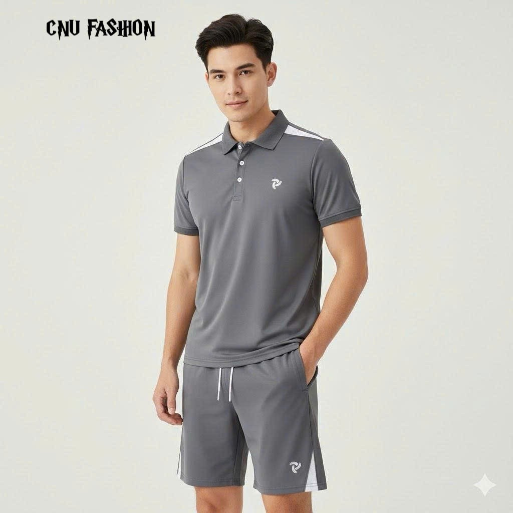 [Hàng Loại 1 Đồ Bộ] Bộ quần áo nam nữ cao cấp- Phối vai logo thêu- Chất liệu poly cá sấu co giãn mát mẻ trẻ trung