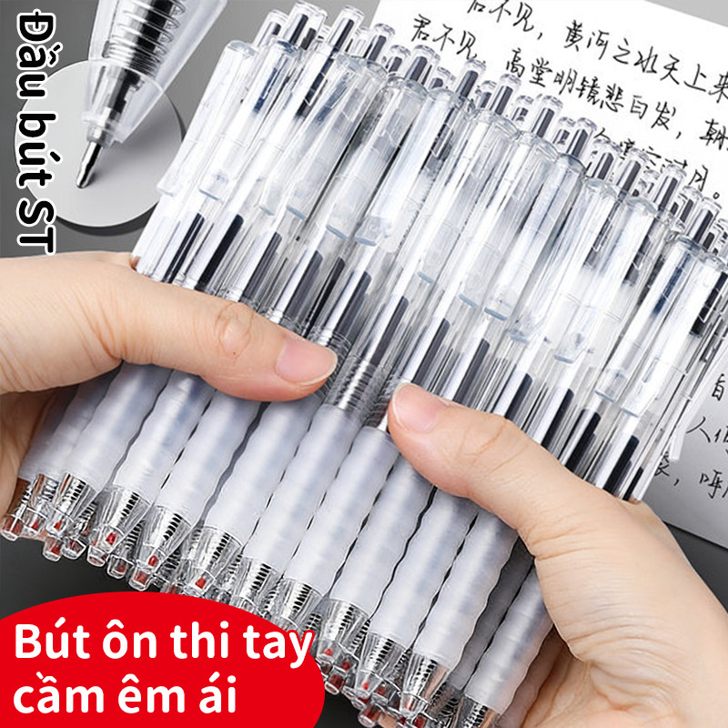 Bút bi văn phòng 0,5mm với đường nét mượt mà, không phai màu và đa dạng màu sắc: xanh dương, đen, đỏ