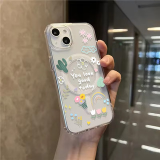 Ốp điện thoại chống sốc 17pro họa tiết xương rồng cầu vồng có thể so sánh cho iPhone 17promax 16pro 16plus 15promax 14pro Vỏ 14plus 15plus 16plus