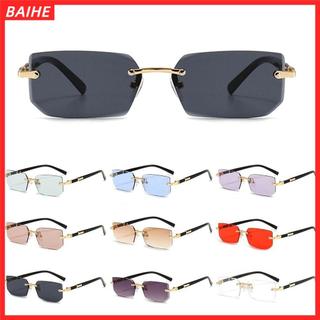 Kính râm không khung BAIHETH, Kính râm hình chữ nhật không vành bảo vệ UV400 Y2K, Sắc thái hợp thời trang dành cho nữ và nam giới