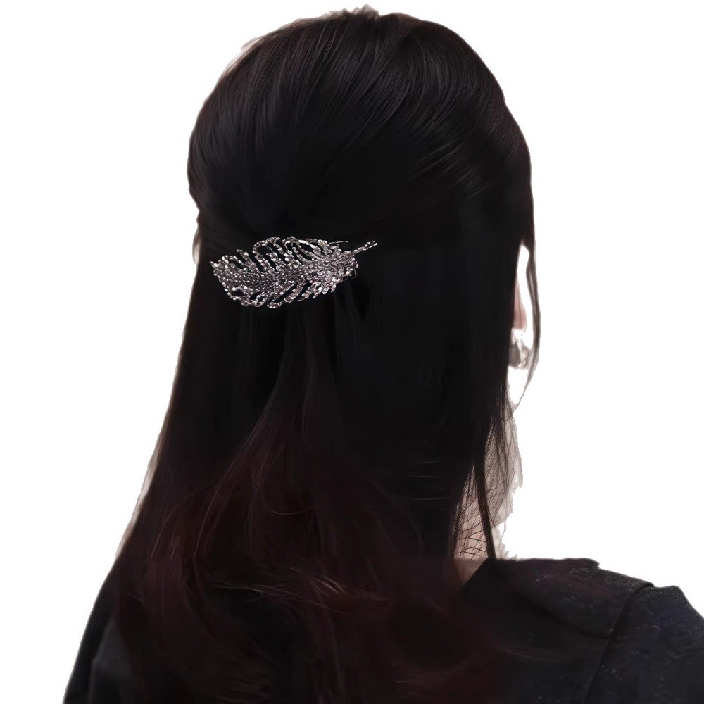 Hululu / Lược chải tóc nữ cao cấp phong cách Hàn Quốc, lá vàng ngọc, kim cương lấp lánh, thiết kế mặt trên xuống, tạo kiểu tóc gãy/xương đòn