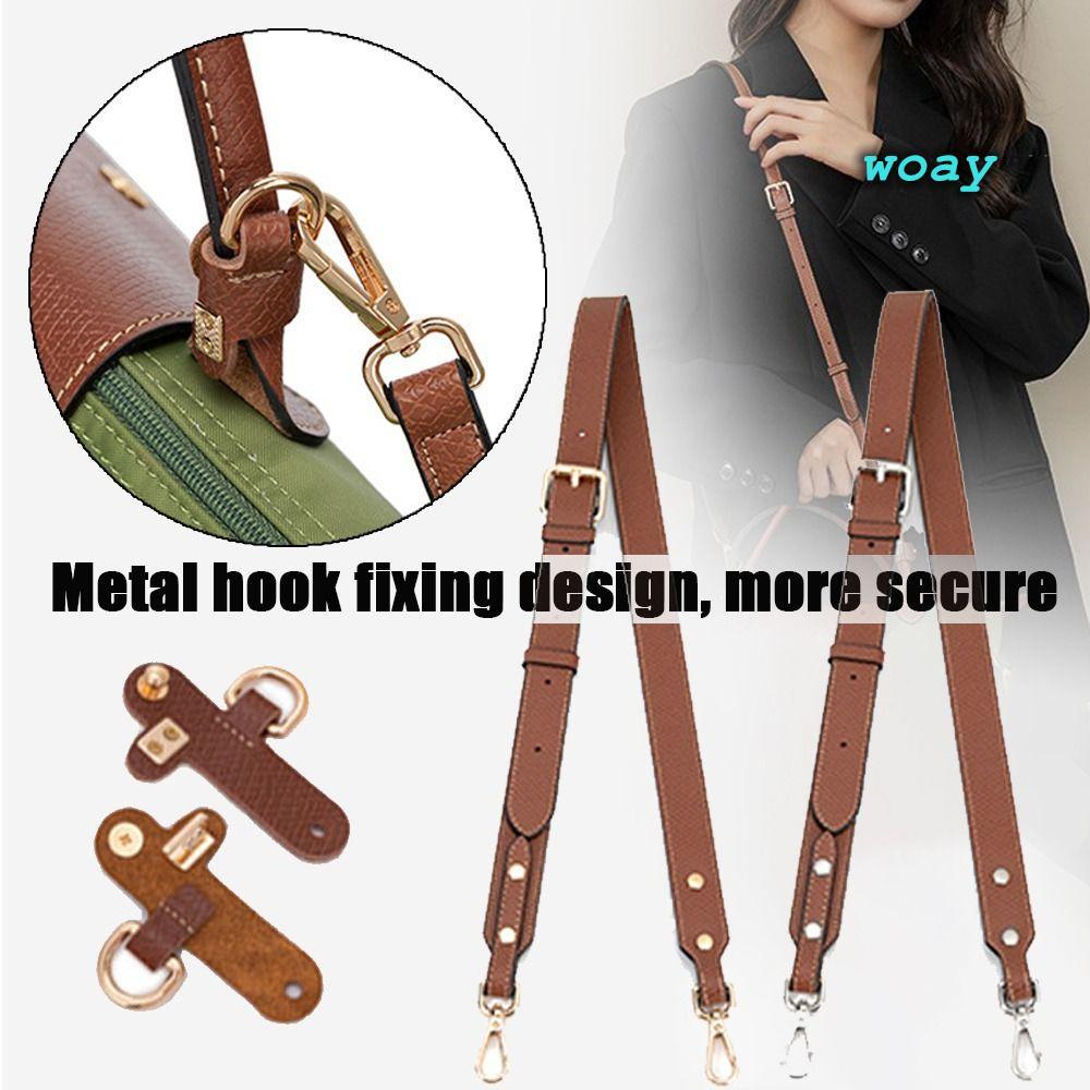 Dây da thật WOAY, Khóa biến hình thay thế không đục lỗ, Phụ kiện túi xách Chuyển đổi dây đeo vai Khóa treo cho Longchamp