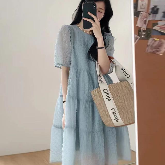 Đầm midi cỡ lớn dành cho nữ, thời trang mùa hè, váy voan dáng rộng, dài vừa phải, thanh lịch, giúp tôn dáng cho nữ.