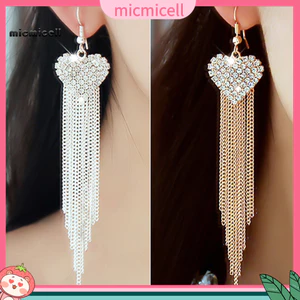 MIC Bông Tai Tuyến Tính Hình Trái Tim Tua Dài Tòn Ten Móc Tuyến Tính Trang Sức Nữ Dự Tiệc