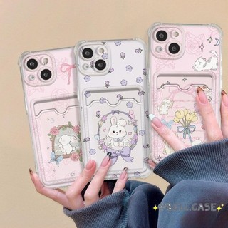 Dành Cho IPhone 17 16 15 14 13 12 11 Pro Max X XR XS Max 7 8 Plus Hoa thỏ thẻ túi điện thoại trường hợp mềm trường hợp
