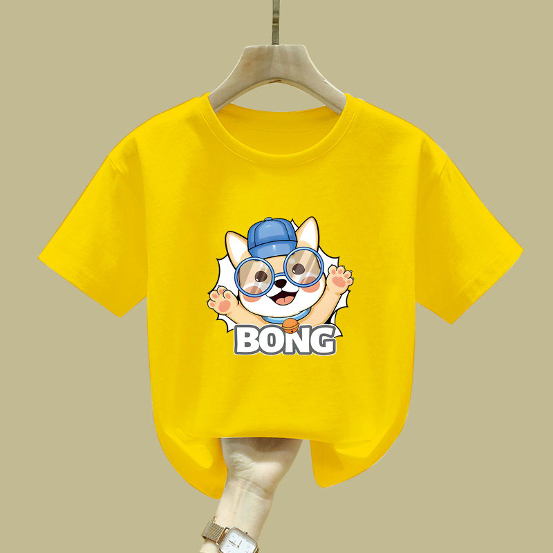 Kính Dễ Thương Shiba Inu Đồ Họa Áo Hoạt Hình In Hình Chó Cổ Tay Ngắn Top Hợp Thời Trang Đường Phố Thời Trang Để Mặc Hàng Ngày