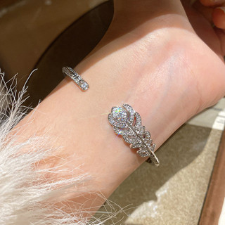 Châu Âu Mỹ ins Phong Cách Mới Zircon Lá Lông Vũ Mở Vòng Tay Nữ