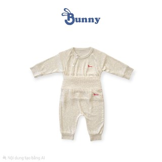 Bộ áo cài lệch quần cạp cao Bunny chất thun tăm Hàn mềm mại cho be 0-12M