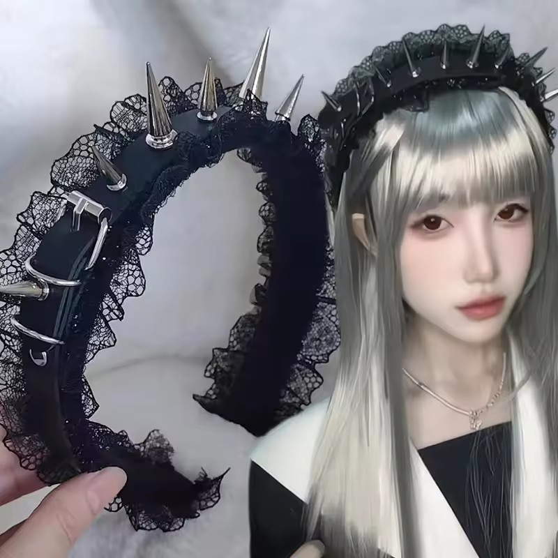 Băng đô Gothic Punk da PU, style Y2K và Harajuku dành cho nữ