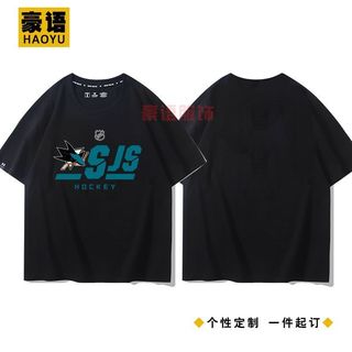 North American Pro Ice Hockey League Áo thun ngắn tay nam khúc côn cầu trên băng 100% Cotton cao cấp Quần áo thể thao 0325
