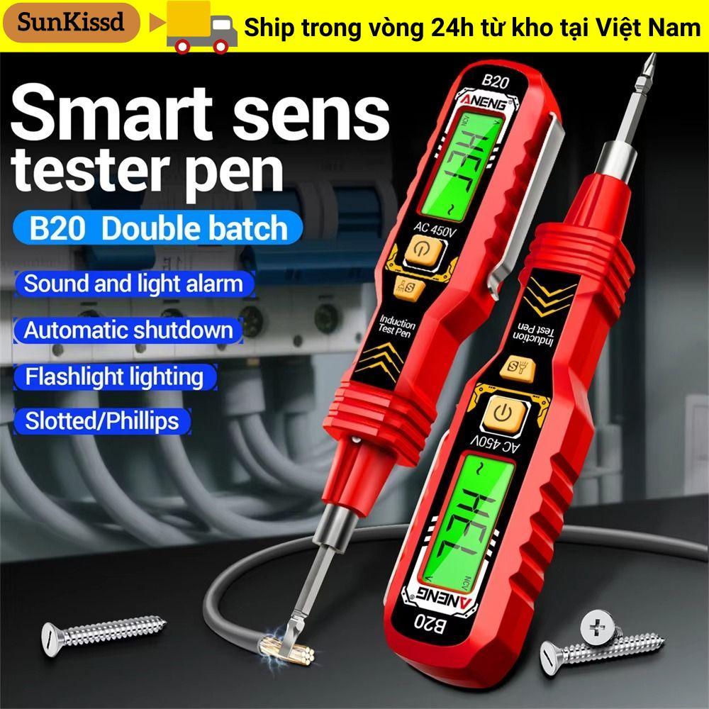 Bút kiểm tra điện áp SUNKISSD, Máy dò điện áp không tiếp xúc báo động Buzzer, Màn hình kỹ thuật số chính xác cao Bút cảm ứng thợ điện 30-1000V