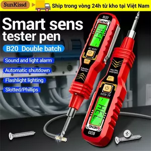 Bút kiểm tra điện áp SUNKISSD, Máy dò điện áp không tiếp xúc báo động Buzzer, Màn hình kỹ thuật số chính xác cao Bút cảm ứng thợ điện 30-1000V