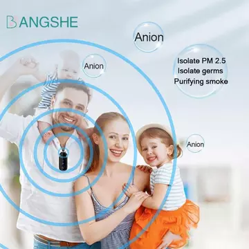 Máy lọc không khí di động BANGSHE, Thiết kế cổ treo pin 780mAh Máy lọc Ion âm, Công nghệ Ion âm màu đen không bức xạ Máy lọc không khí sử dụng ở mọi nơi