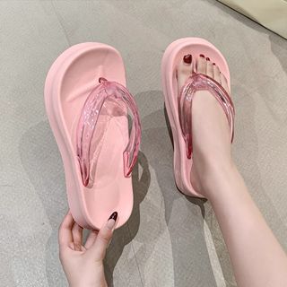 Muffin Đế Dày Trong Suốt Flip-Flops Nữ Mùa Hè Mặc Ngoài 2025 Giải Trí Kỳ Nghỉ Đi Biển Dép Đi Biển Dép
