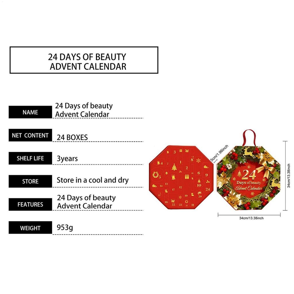 Make Up Countdown 24 Days Festive Christmas Makeup Set Calendar Women Beauty Fashion Advent for Adults Lovers gelhvn