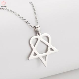 Mặt dây chuyền thép không gỉ thiết kế Heartagram Star Heart, phong cách cổ điển và đơn giản