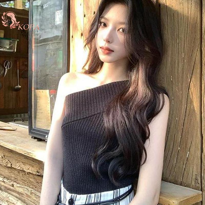 Áo Vest một vai không đều KOPA - Màu trơn không tay co giãn VN
