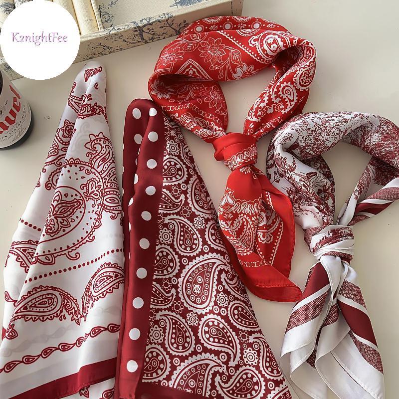 Khăn Lụa Satin Chấm Bi Paisley Cho Nữ Thanhh lịch và Thời Trang để Mặc Hàng Ngày