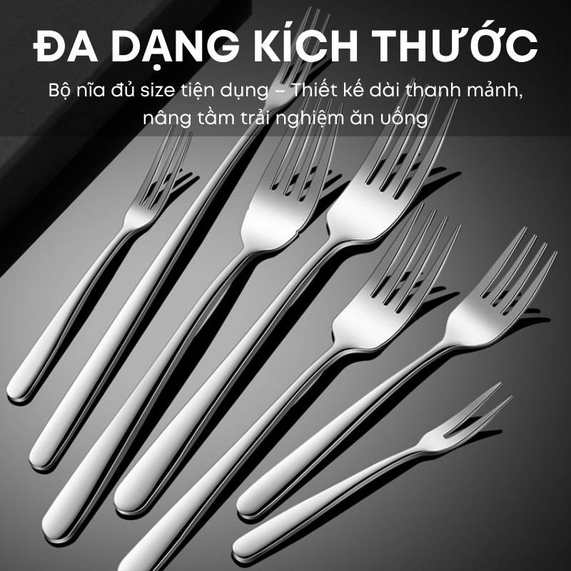 Bộ Dao Thìa Nĩa Inox 304 Elegant KOOBEE Đa Dạng Kích Cỡ – Dùng Ăn Bít Tết, Món Âu, Chuyên Cho Nhà Hàng – Khách Sạn | 343