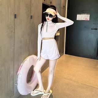 Đồ bơi bé gái chống nắng - áo dài tay khóa kéo + chân váy liền quần nhanh khô phong cách dễ thương