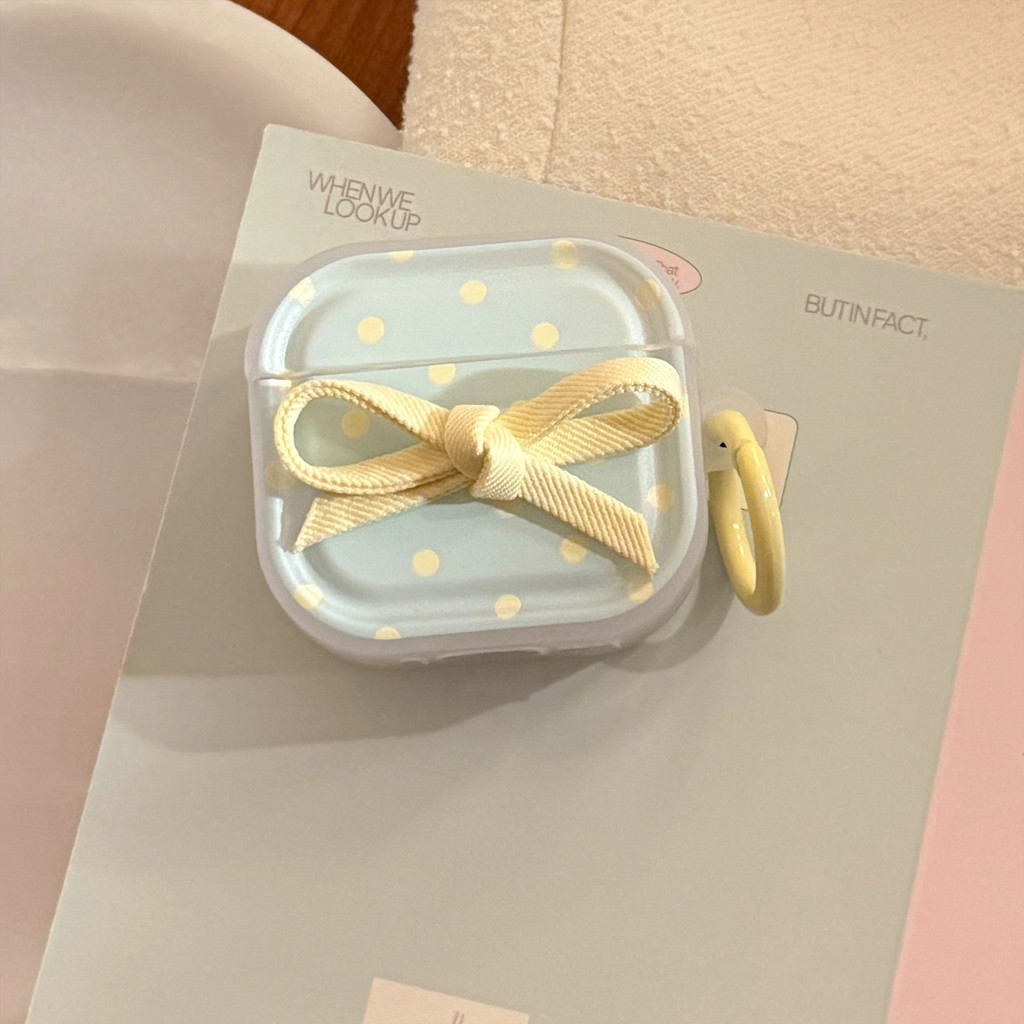 Ốp Lưng Nơ Màu Vàng Mùa Hè Cho AirPods pro 2, Tai Nghe Bluetooth Apple Thế Hệ Thứ 3 1 / 2 Chấm Bi Bi
