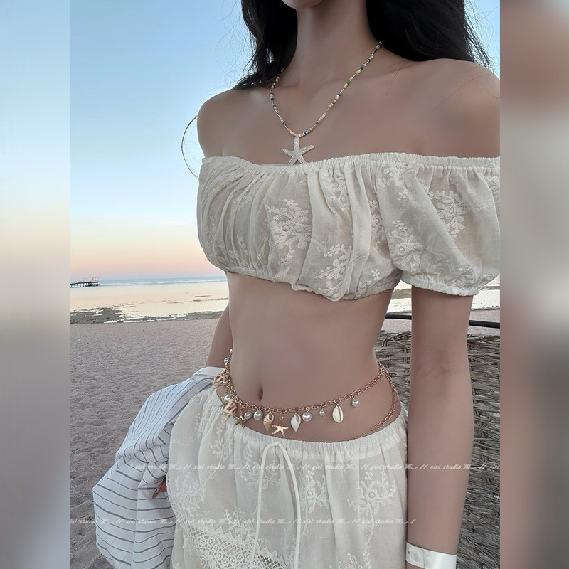 Màu vàng sao biển dây xích mỏng phong cách bohemian, phụ kiện bãi biển