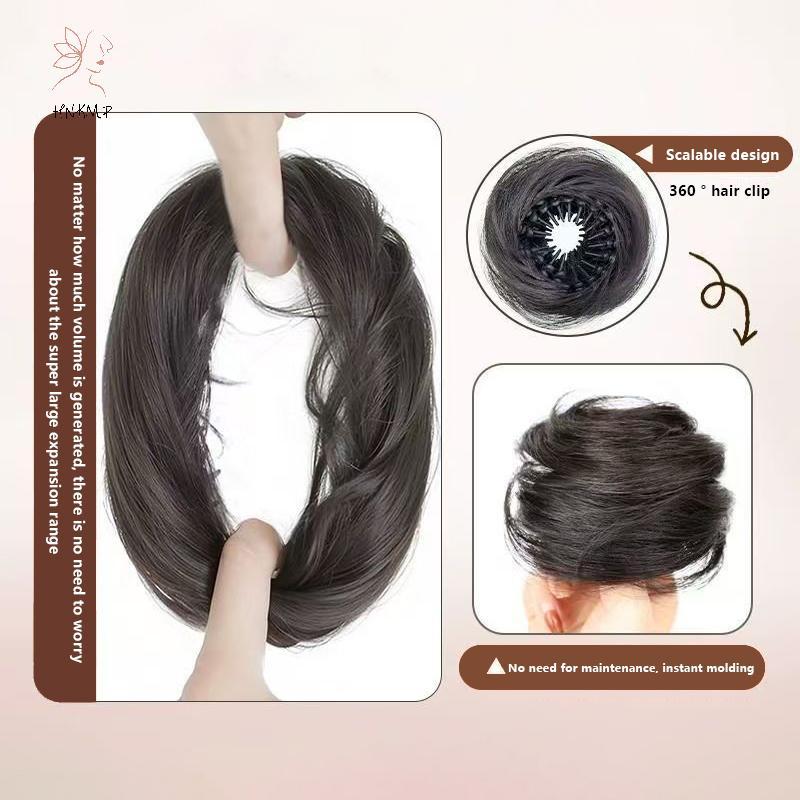 Hnkmp Kẹp Tóc Giả Bun Chignon Thẳng, Phù Hợp Vuốt Duỗi Đuôi Tóc và Updo Tóc Mảnh cho Nữ