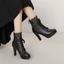 VNTMLH34-43 Kích Thước Lớn Thời Trang Ngón Chân Tròn Cao Gót Ren-Up Martin Boots Phối Ren Ngọt Ngào Khóa Phẳng Ren Sau Dây Kéo Giày Bốt Ngắn