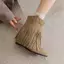 VNTMLH34-43 Kích Thước Lớn Thời Trang Cao Bồi Phương Tây Giày Cao Bồi Ngắn Ngón Chân Tròn Nêm Gót Năm Sao Đinh Tán Tua Rua Da Lộn Cổ Hot Girl Giày Bốt Ngắn