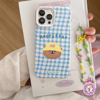 Plaid Bear Phone case for iPhone 15 16 17 11 12 13Pro Max 14Plus XR XS Max 7Plus Soft Case Girl Friend PWK
