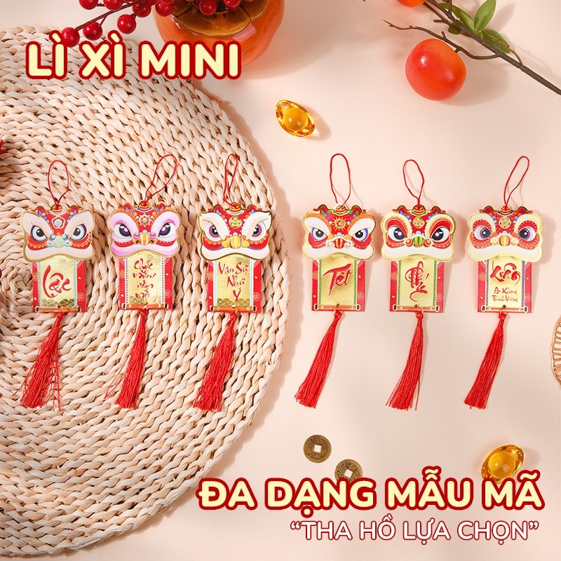 Bao lì xì treo trang trí Tết 2026, liễng treo rời kèm tua rua, phụ kiện treo nhà treo cây ngày Tết