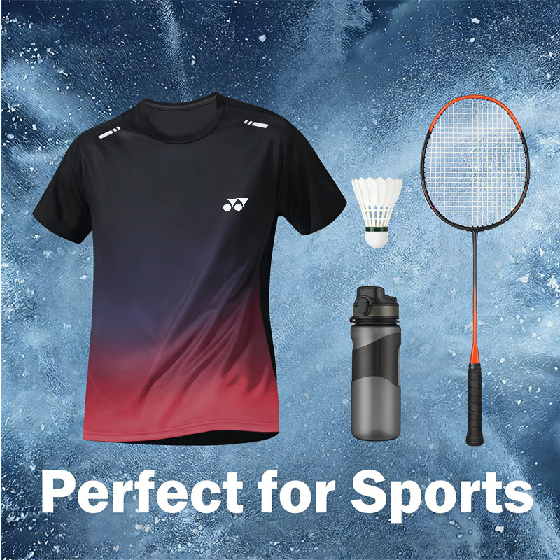 Áo thun thể thao ngắn tay YONEX, thoáng khí, khô nhanh, phù hợp cho các hoạt động thể thao như cầu lông, chạy bộ và tập thể dục.