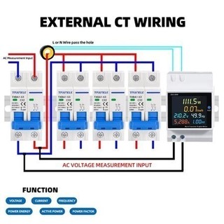 LAMJAD D52-2066 Vôn kế đa năng 6 trong 1 110V 220V 380V 100A nhà thông minh đồng hồ điện màn hình hiển thị kỹ thuật số