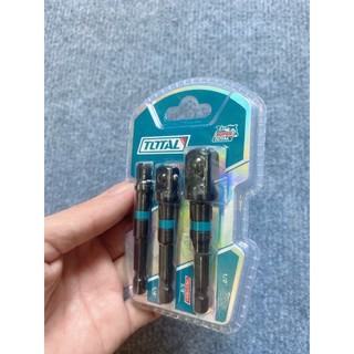 Bộ 3 đầu chuyển vặn tuýp Total TAC273651, đầu chuyển bulong, đầu chuyển khoan sang bulong vặn ốc