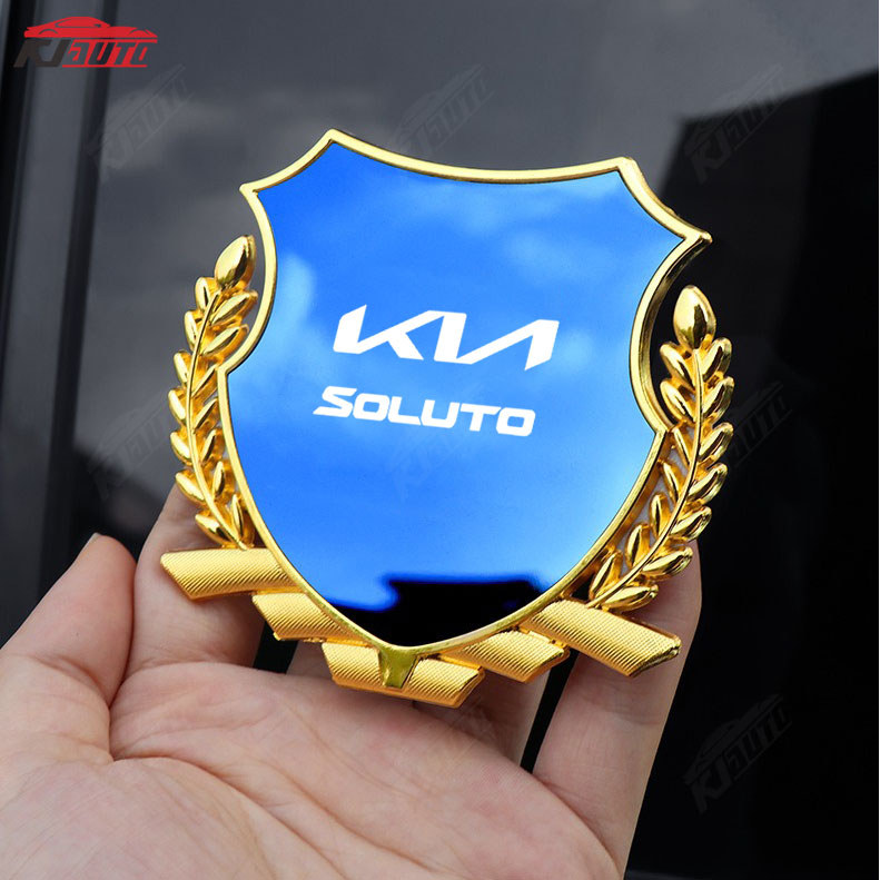 Kia Soluto Kim Loại Biểu Tượng Miếng Dán Tai Lúa Mì Bên Cửa Sổ Miếng Dán Cá Tính Trang Trí Xe Sửa Đổi Miếng Dán
