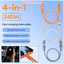 Cáp sạc nhanh 4 trong 1 dài 1.5M 2 trong 1 cho IP Android kèm bộ chuyển đổi cáp USB C-SN-SN