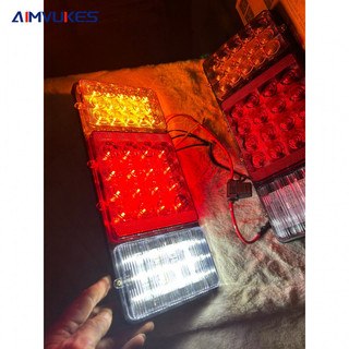 đôi đèn led hậu xe tải 3 ngăn 12v 24v đế sắt loại 1 , đèn lái sau chế lắp cho isuzu, kia, huyndai, xe tàu 2003a AIMVUKES