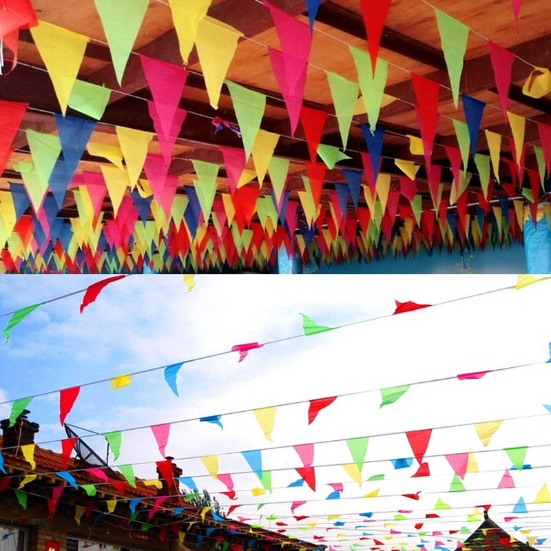 Dây Cờ Trang Trí 100m (150 Lá) - Gồm Cờ Tam Giác & Đuôi Nheo, Vải Bền Đẹp, Trang Trí Đường Phố, Lễ Hội & Sự Kiện