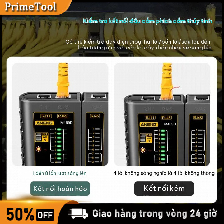 Máy kiểm tra cáp mạng M469D, cổng RJ45 RJ11 RJ12 - Máy kiểm tra mạng， Cáp mạng LAN，Đa năng