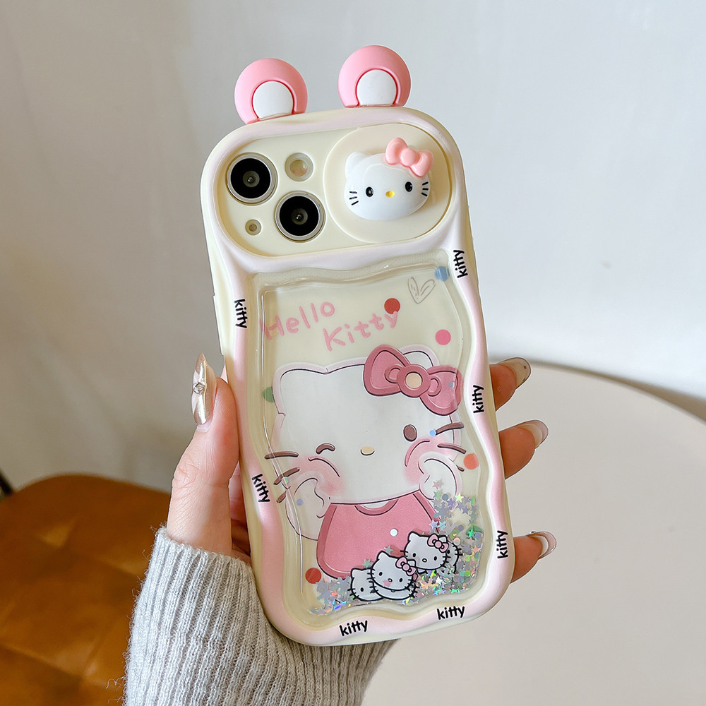 Ốp điện thoại cửa sổ trượt cát chảy 3D cho iPhone 17 Pro Max 16 Plus 15 14 13 12 11 Vỏ bảo vệ chống sốc