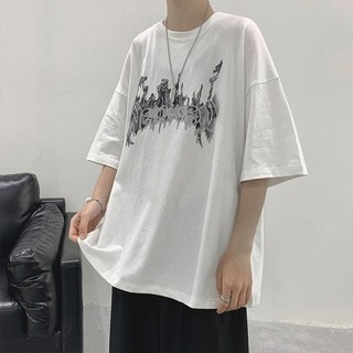Áo thun nam in hình hoạt hình một mặt, phong cách thể thao thường ngày.