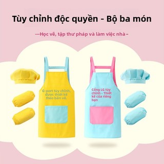 Tạp Dề Tranh Trẻ Em Bộ Ba Mảnh Chống Thấm Nước Chống Bẩn Bền Dễ Dàng Vệ Sinh