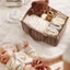 Hộp đựng tã cho bé ZENZON, Túi đựng tã nhiều túi màu be hoa có thể gập lại, Túi đựng bệnh viện đa chức năng dung tích lớn Giỏ đựng trẻ sơ sinh di động