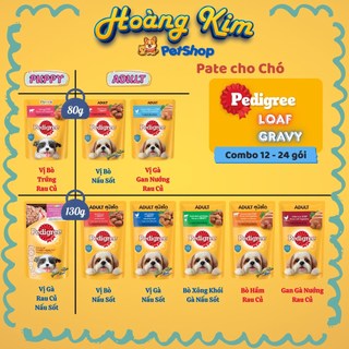 [12 – 24 Gói] Pate Cho Chó Pedigree Vị Bò Gà Rau Củ Sốt Và Xay Nhuyễn Gói 130g Và 80g