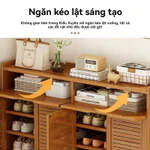 tủ đựng giày/kệ để giày -Tủ giày bằng gỗ tự nhiên 6 / 7 lớp Tủ giày tiết kiệm không gian Tre dung tích lớn — ảnh 2
