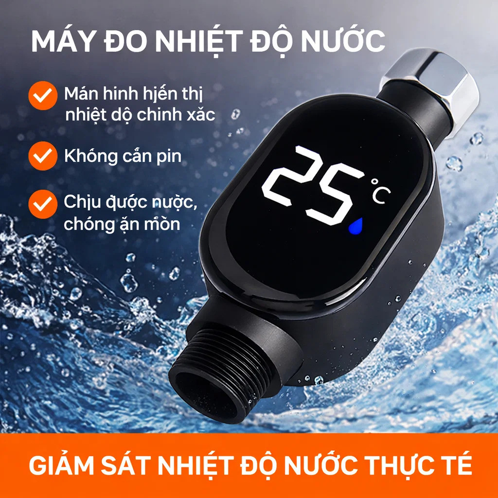🔥Giá sốc🔥Màn hình hiển thị nhiệt độ cho vòi hoa sen, màn hình hiển thị nhiệt độ thông minh chống nước/Nhiệt kế thông minh kiểm soát nhiệt độ hiệu quả / nhiệt kế tắm an toàn cho bé