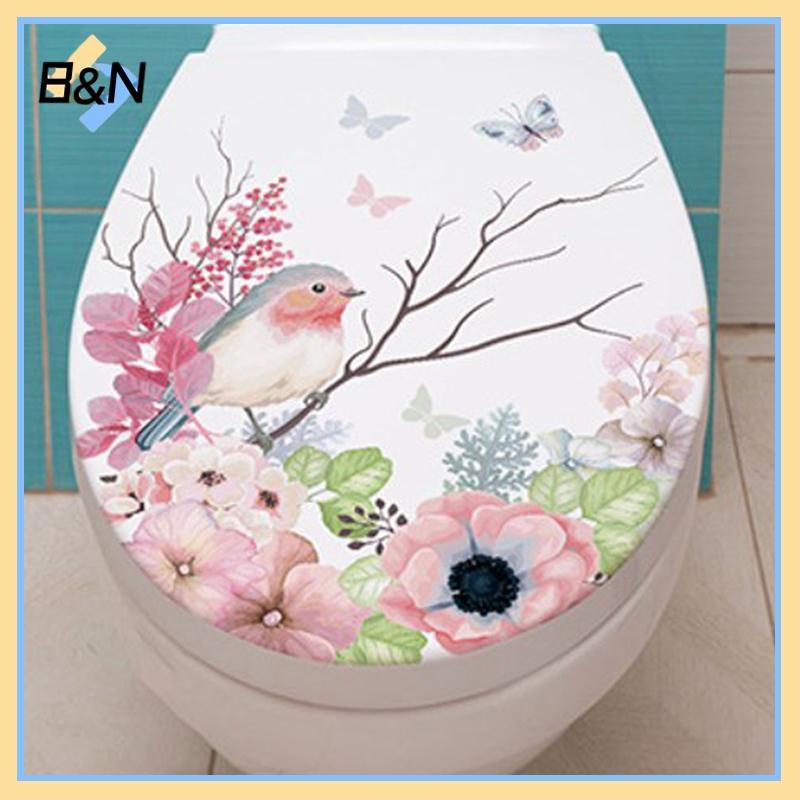 B & N Hoa Cỏ Chim Vệ Sinh Stier Tranh Tự Dính Có Thể Tháo Rời Phòng Tắm Decal Trang Trí Phòng Cửa Sổ Stiers.