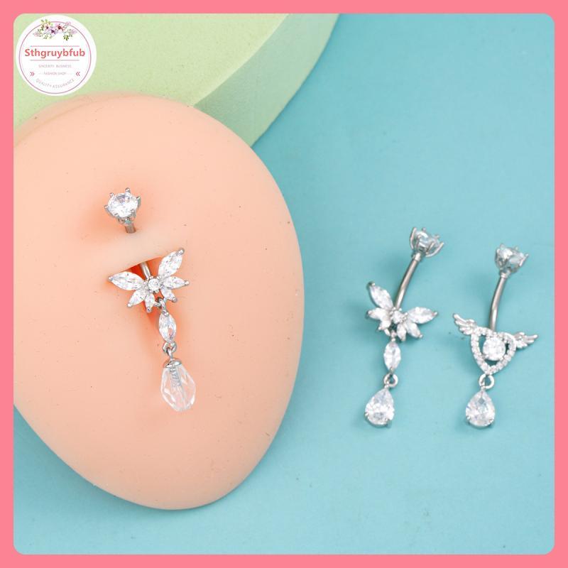 Nhẫn Rốn Pha Lê Đôi Hình Cánh Thiên Thần và Trái Tim - Trang Sức Nam Giới & Phụ Kiện Thẩm Mỹ